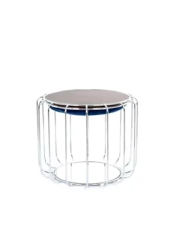 Kayoom Beistelltische Beistelltisch / Pouf Comfortable 110 Dunkelblau / Silber