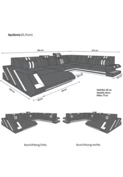 SOFA DREAMS XXL Wohnlandschaft Leder Apollonia Schwarz-grau 15 SOFA DREAMS XXL Wohnlandschaft Leder Apollonia Schwarz-grau -WOHN-ESSZIMMER Verkäufe unnamed file 310