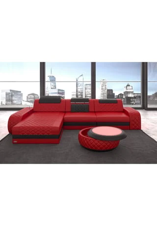 SOFA DREAMS Ecksofa Leder Berlin Rot-schwarz 4 SOFA DREAMS Ecksofa Leder Berlin Rot-schwarz – Bild 2