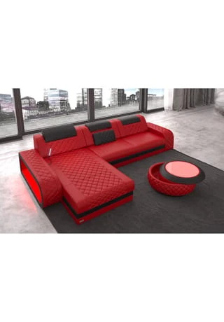 SOFA DREAMS Ecksofa Leder Berlin Rot-schwarz 6 SOFA DREAMS Ecksofa Leder Berlin Rot-schwarz – Bild 4