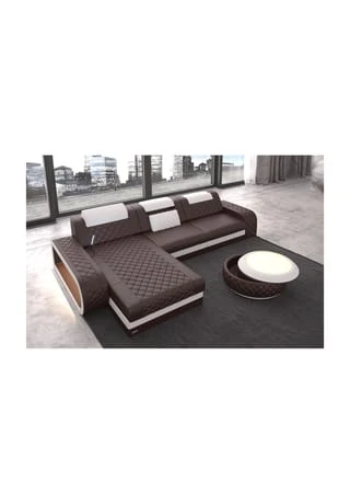 SOFA DREAMS Ecksofa Leder Berlin Braun-weiss 3 SOFA DREAMS Ecksofa Leder Berlin Braun-weiss