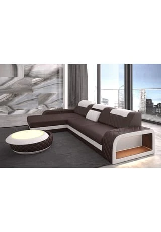 SOFA DREAMS Ecksofa Leder Berlin Braun-weiss 4 SOFA DREAMS Ecksofa Leder Berlin Braun-weiss – Bild 2