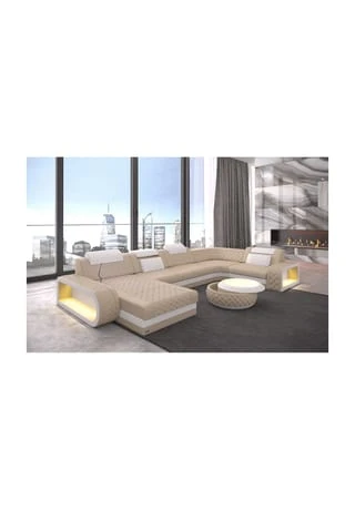 SOFA DREAMS Wohnlandschaft Leder Berlin Beige-weiß 3 SOFA DREAMS Wohnlandschaft Leder Berlin Beige-weiß