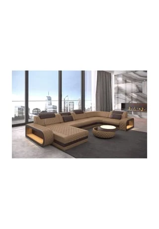 SOFA DREAMS Wohnlandschaft Leder Berlin Beige-braun 3 SOFA DREAMS Wohnlandschaft Leder Berlin Beige-braun