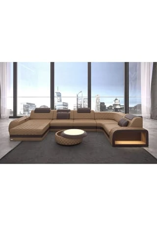 SOFA DREAMS Wohnlandschaft Leder Berlin Beige-braun 4 SOFA DREAMS Wohnlandschaft Leder Berlin Beige-braun – Bild 2