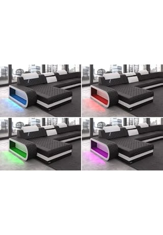 SOFA DREAMS Wohnlandschaft Leder Berlin Pink-schwarz 6 SOFA DREAMS Wohnlandschaft Leder Berlin Pink-schwarz – Bild 4