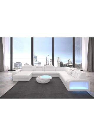 SOFA DREAMS XXL Wohnlandschaft Leder Berlin Weiß 4 SOFA DREAMS XXL Wohnlandschaft Leder Berlin Weiß – Bild 2