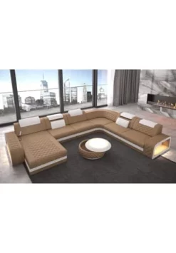 SOFA DREAMS XXL Wohnlandschaft Leder Berlin Beige-weiß -WOHN-ESSZIMMER Verkäufe unnamed file 372