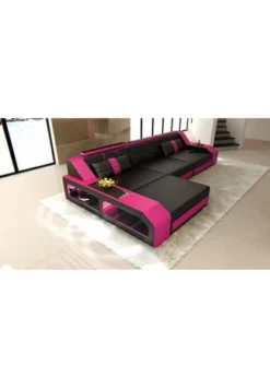 SOFA DREAMS Ecksofa Leder Arezzo Schwarz-pink -WOHN-ESSZIMMER Verkäufe unnamed file 390