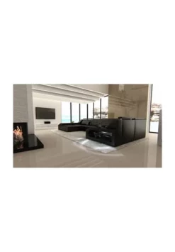 SOFA DREAMS Wohnlandschaft Leder Arezzo Schwarz