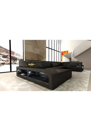 SOFA DREAMS Wohnlandschaft Leder Arezzo Schwarz 6 SOFA DREAMS Wohnlandschaft Leder Arezzo Schwarz – Bild 4