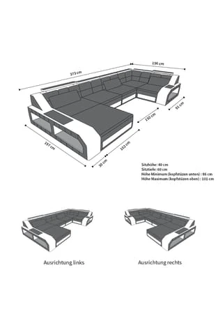 SOFA DREAMS Wohnlandschaft Leder Arezzo Schwarz-weiß 4 SOFA DREAMS Wohnlandschaft Leder Arezzo Schwarz-weiß – Bild 2