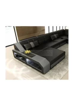 SOFA DREAMS Wohnlandschaft Leder Arezzo Schwarz-grau