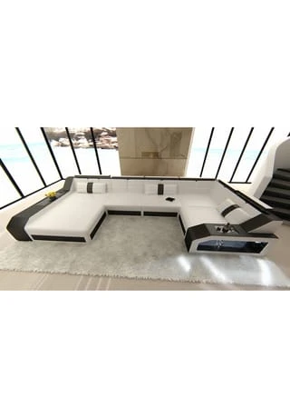 SOFA DREAMS Wohnlandschaft Leder Arezzo Weiß-schwarz 7 SOFA DREAMS Wohnlandschaft Leder Arezzo Weiß-schwarz – Bild 5