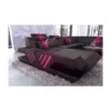 SOFA DREAMS Wohnlandschaft Leder Venedig Schwarz-pink