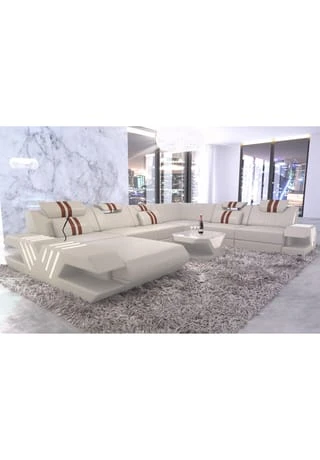 SOFA DREAMS XXL Wohnlandschaft Leder Venedig Beige-braun 4 SOFA DREAMS XXL Wohnlandschaft Leder Venedig Beige-braun – Bild 2