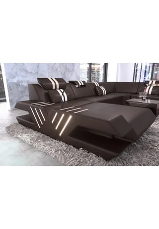 SOFA DREAMS XXL Wohnlandschaft Leder Venedig Braun-weiss 5 SOFA DREAMS XXL Wohnlandschaft Leder Venedig Braun-weiss – Bild 3