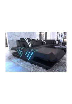 SOFA DREAMS Wohnlandschaft Leder Venedig C Schwarz-weiß