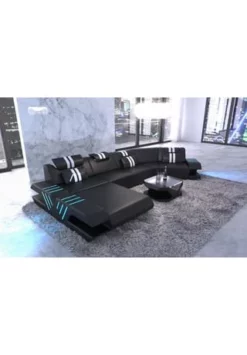SOFA DREAMS Wohnlandschaft Leder Venedig C Schwarz-weiß -WOHN-ESSZIMMER Verkäufe unnamed file 456