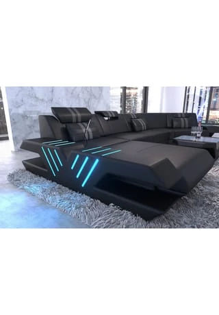 SOFA DREAMS Wohnlandschaft Leder Venedig C Schwarz-grau 5 SOFA DREAMS Wohnlandschaft Leder Venedig C Schwarz-grau – Bild 3