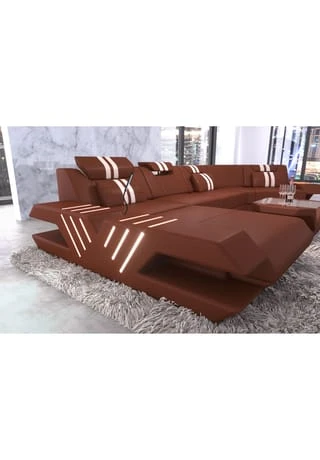 SOFA DREAMS Wohnlandschaft Leder Venedig C Braun-weiss 5 SOFA DREAMS Wohnlandschaft Leder Venedig C Braun-weiss – Bild 3