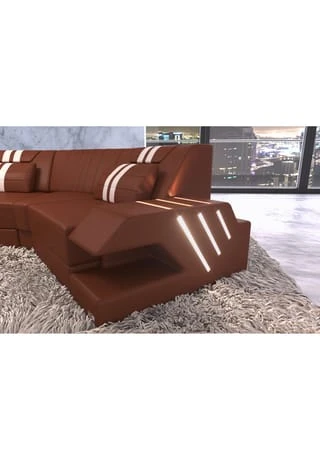 SOFA DREAMS Wohnlandschaft Leder Venedig C Braun-weiss 6 SOFA DREAMS Wohnlandschaft Leder Venedig C Braun-weiss – Bild 4