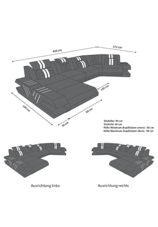 SOFA DREAMS Wohnlandschaft Leder Venedig C Braun-weiss 7 SOFA DREAMS Wohnlandschaft Leder Venedig C Braun-weiss – Bild 5