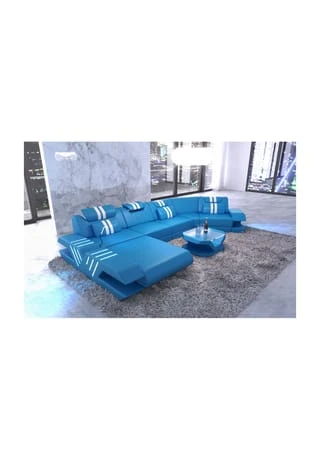 SOFA DREAMS Wohnlandschaft Leder Venedig C Blau-weiss 3 SOFA DREAMS Wohnlandschaft Leder Venedig C Blau-weiss