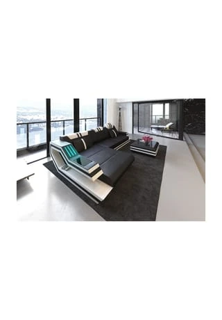 SOFA DREAMS Ecksofa Leder Ravenna Schwarz-weiß 3 SOFA DREAMS Ecksofa Leder Ravenna Schwarz-weiß