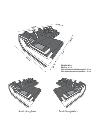 SOFA DREAMS Ecksofa Leder Ravenna Schwarz-weiß 7 SOFA DREAMS Ecksofa Leder Ravenna Schwarz-weiß – Bild 5