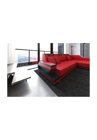 SOFA DREAMS Ecksofa Leder Ravenna Rot-schwarz 3 SOFA DREAMS Ecksofa Leder Ravenna Rot-schwarz
