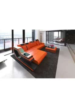 SOFA DREAMS Ecksofa Leder Ravenna Orange-schwarz -WOHN-ESSZIMMER Verkäufe unnamed file 513