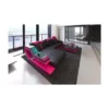 SOFA DREAMS Ecksofa Leder Ravenna Schwarz-pink