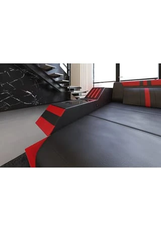 SOFA DREAMS Wohnlandschaft Leder Ravenna Schwarz-rot 6 SOFA DREAMS Wohnlandschaft Leder Ravenna Schwarz-rot – Bild 4