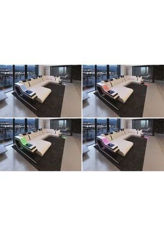 SOFA DREAMS Wohnlandschaft Leder Ravenna Schwarz-rot 7 SOFA DREAMS Wohnlandschaft Leder Ravenna Schwarz-rot – Bild 5