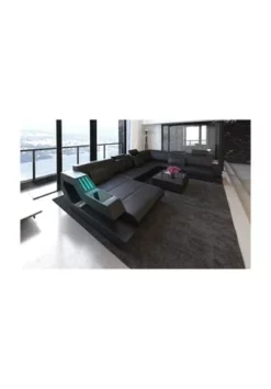 SOFA DREAMS XXL Wohnlandschaft Leder Ravenna Schwarz