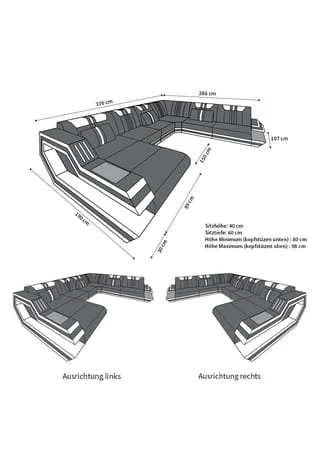 SOFA DREAMS XXL Wohnlandschaft Leder Ravenna Schwarz 7 SOFA DREAMS XXL Wohnlandschaft Leder Ravenna Schwarz – Bild 5