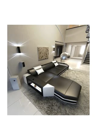 SOFA DREAMS Ecksofa Leder Prato Schwarz-weiß 3 SOFA DREAMS Ecksofa Leder Prato Schwarz-weiß