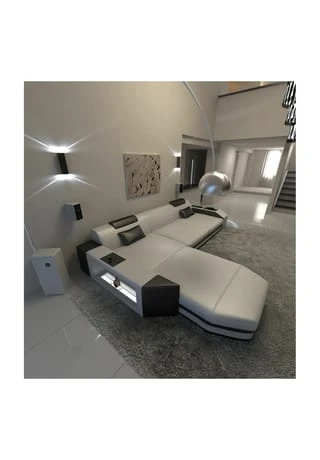 SOFA DREAMS Ecksofa Leder Prato Weiß-schwarz 3 SOFA DREAMS Ecksofa Leder Prato Weiß-schwarz