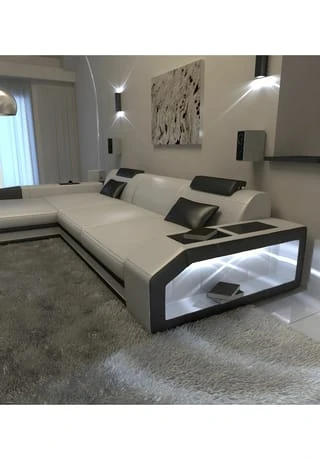 SOFA DREAMS Ecksofa Leder Prato Weiß-schwarz 5 SOFA DREAMS Ecksofa Leder Prato Weiß-schwarz – Bild 3