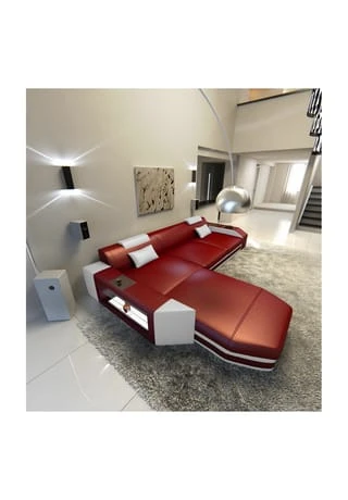 SOFA DREAMS Ecksofa Leder Prato Rot-weiß 3 SOFA DREAMS Ecksofa Leder Prato Rot-weiß