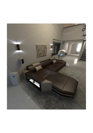 SOFA DREAMS Ecksofa Leder Prato Braun-sandbeige 3 SOFA DREAMS Ecksofa Leder Prato Braun-sandbeige