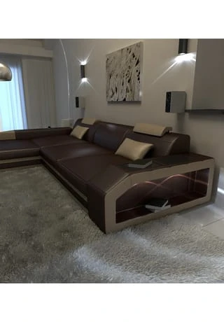 SOFA DREAMS Ecksofa Leder Prato Braun-sandbeige 5 SOFA DREAMS Ecksofa Leder Prato Braun-sandbeige – Bild 3