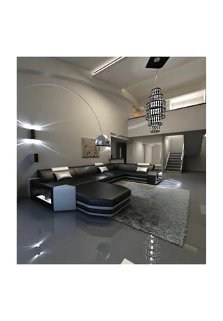 SOFA DREAMS Wohnlandschaft Leder Presto Schwarz-weiß 3 SOFA DREAMS Wohnlandschaft Leder Presto Schwarz-weiß