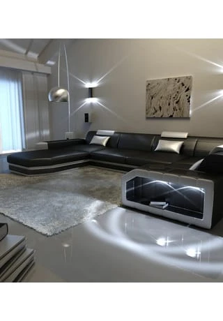 SOFA DREAMS Wohnlandschaft Leder Presto Schwarz-weiß 5 SOFA DREAMS Wohnlandschaft Leder Presto Schwarz-weiß – Bild 3