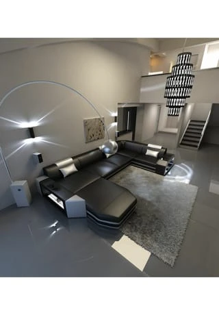 SOFA DREAMS Wohnlandschaft Leder Presto Schwarz-weiß 6 SOFA DREAMS Wohnlandschaft Leder Presto Schwarz-weiß – Bild 4