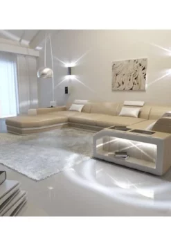 SOFA DREAMS Wohnlandschaft Leder Presto Sandbeige-weiss -WOHN-ESSZIMMER Verkäufe unnamed file 593