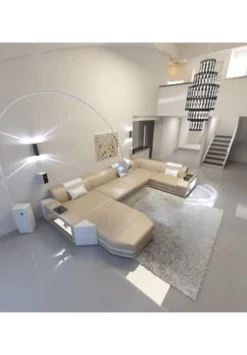 SOFA DREAMS Wohnlandschaft Leder Presto Sandbeige-weiss -WOHN-ESSZIMMER Verkäufe unnamed file 594