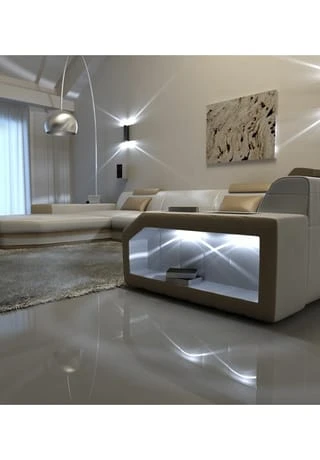 SOFA DREAMS Wohnlandschaft Leder Presto Weiss-sandbeige 7 SOFA DREAMS Wohnlandschaft Leder Presto Weiss-sandbeige – Bild 5