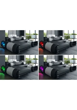 SOFA DREAMS Wohnlandschaft Leder Rimini Orange-schwarz 7 SOFA DREAMS Wohnlandschaft Leder Rimini Orange-schwarz – Bild 5